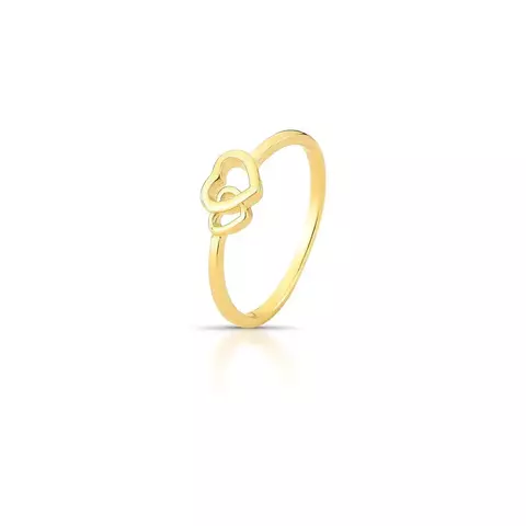 ANEL DE CORAÇÃO LISO E VAZADO BANHADO A OURO