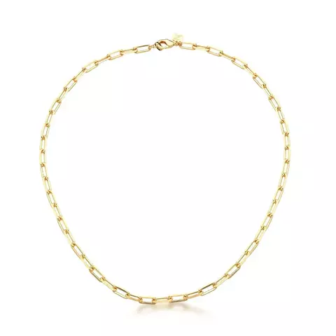 CORRENTE COM ELOS RETANGULARES LISOS BANHADA A OURO