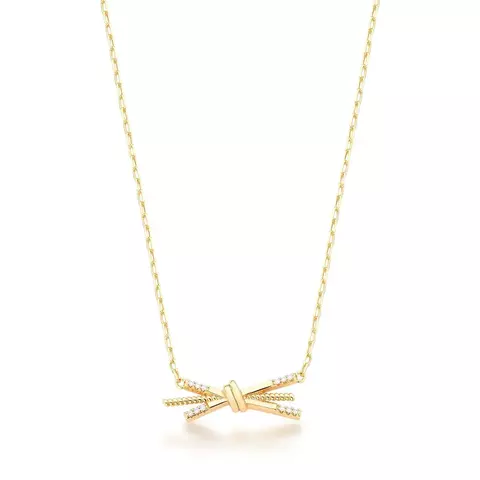 COLAR COM PINGENTE EM PALITOS TRANÇADO BANHADO A OURO