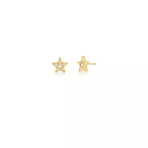 BRINCO DE ESTRELA COM ZIRCÔNIAS BRANCAS BANHADO A OURO