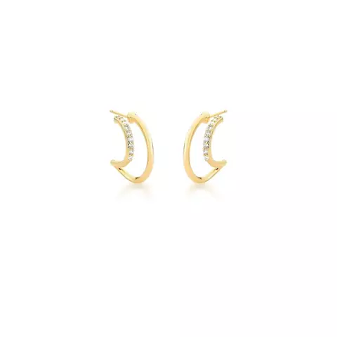 ARGOLA DUAS VOLTAS LISA E CRAVEJADA BANHADA A OURO