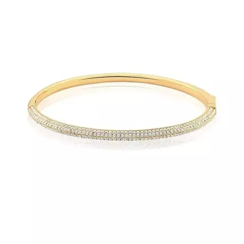 BRACELETE CRAVEJADO COM ZIRCÔNIAS BRANCAS BANHADO A OURO