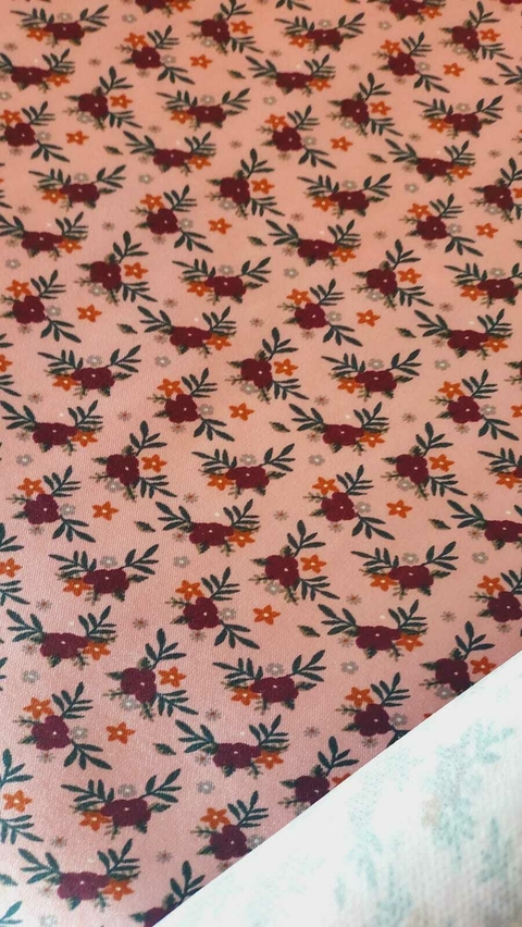 CETIM DUBLADO - FLORAL FUNDO ROSE
