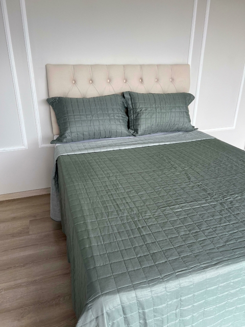 COLCHA PEROLA VERDE QUEEM - comprar online