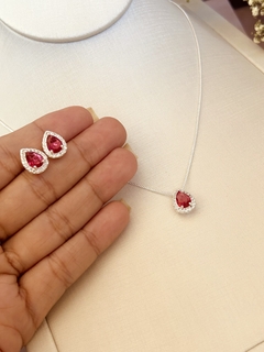 Conjunto gota cravejado cereja - comprar online