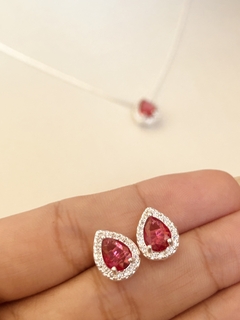 Conjunto gota cravejado cereja na internet