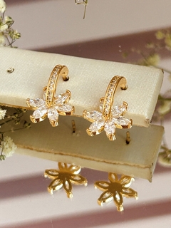 Argola Click Cravejada Semijoia Florzinha - loja online