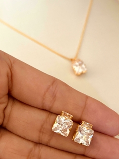 Conjunto Semijoia Zircônia Geométrica - comprar online