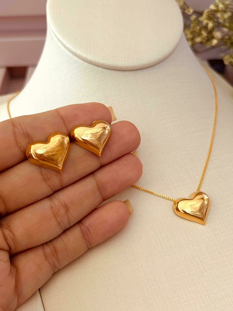 Conjunto Semijoia Coração - comprar online