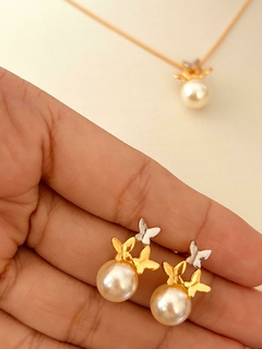 Conjunto Semijoia Pérolas com Borboleta - comprar online