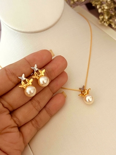 Conjunto Semijoia Pérolas com Borboleta na internet