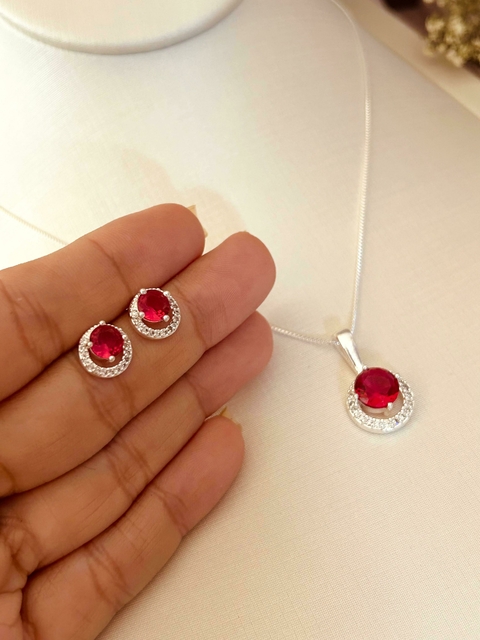 Conjunto Semijoia Prata Rubi - comprar online