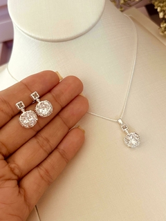 Conjunto Semijoia Zircônia Cruz Luxo Prata - comprar online