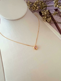 Conjunto Semijoia Coração Zircônia Rose - loja online
