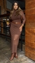 VESTIDO LONGO TULE MARROM