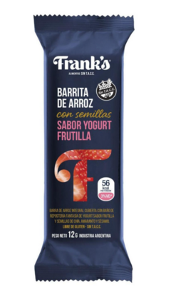 Barrita de arroz con semillas Franks sabor yogur frutilla