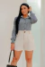 Camisa Feminina Listrada Manga Bufante - loja online