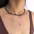 Colar choker fio de prata pedrinhas cristais preto na internet