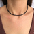 Colar choker fio de prata pedrinhas cristais preto - comprar online