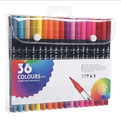 Conjunto de canetas de colorir com ponta dupla, contendo 36 cores variadas !
