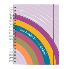 CADERNO SMART CAPA DURA ARCO ÍRIS 80F.C/ELAST.- DAC