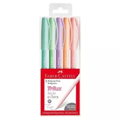 Caneta Esferográfica Trilux Style Colors Pastel c/ 5 Cores | Faber-Castell