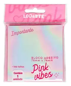 Recado Adesivo 76 x 76mm Leo Arte Holográfico c/100 Fls Pink Vibes