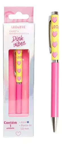 Caneta Esferográfica Pink Vibes Corações 1.0 Mm Cor da tinta Azul