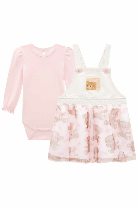 Conjunto de Salopete em Sarja Pita e Tule Kukiê