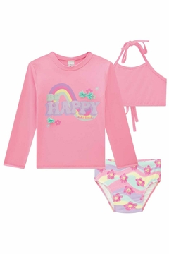 Conjunto de Biquíni e Blusa em Malha com Proteção Uv 50+ Kukiê