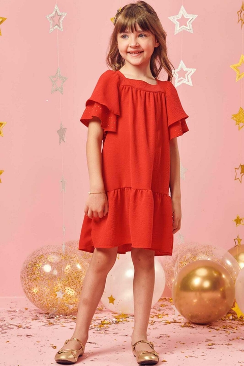 Vestido infantil Vermelho Kukiê