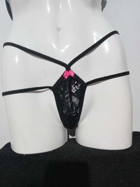 TANGA DE ENCAJE DOS TIRAS CON MOÑO