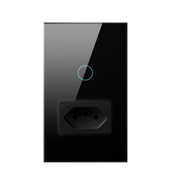 Interruptor 4x2 Wifi 01Botões Com Tomada tuya
