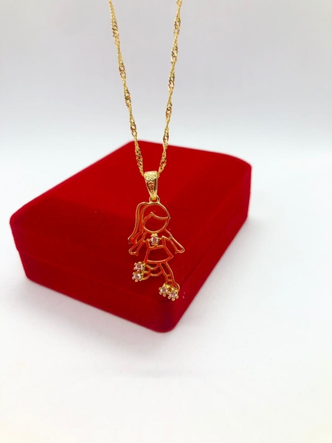 Colar menina patins com micro zircônia