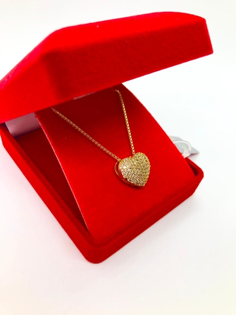 Colar coração cravejdado