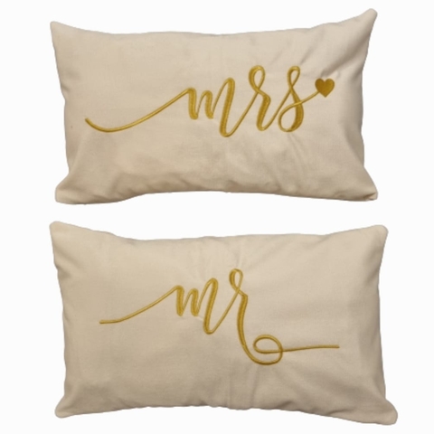 Jogo 2 Capas de Almofada Mr. e Mrs.