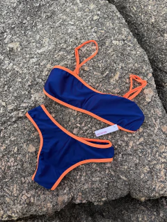 BIKINI RETRO AZUL/ORANGE - comprar online