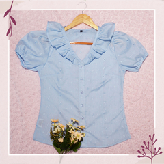 Blusa Ahlelí Celeste Claro - Frau Paulina Camisas