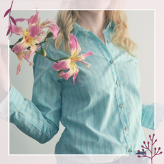 Camisa Ceiba Aqua líneas verdes - comprar online