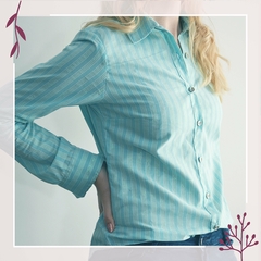 Camisa Ceiba Aqua líneas verdes - Frau Paulina Camisas
