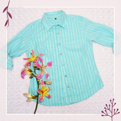 Camisa Ceiba Aqua líneas verdes