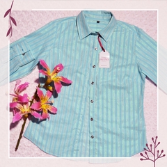 Camisa Ceiba Aqua líneas verdes - tienda online