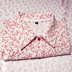 Camisa florcitas rojas - Mangas largas - Talles S y L