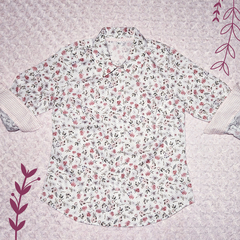 Camisa Jardín de Rosas - Floral con puños en vichy rosa en internet