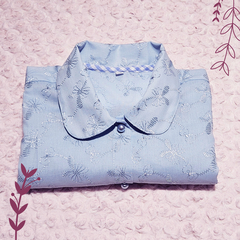 Camisa Luciérnagas Celeste - Manga corta princesa - Batista bordada - tienda online