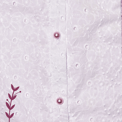Imagen de Camisa Malvavisco - Broderie blanco con detalle floral rosa - Manga 3/4