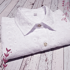 Camisa Narciso - Broderie Blanco y botones con detalle dorado