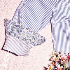 Imagen de Camisa Petunia - Rayas celestes - Detalles liberty en puños y cuellos