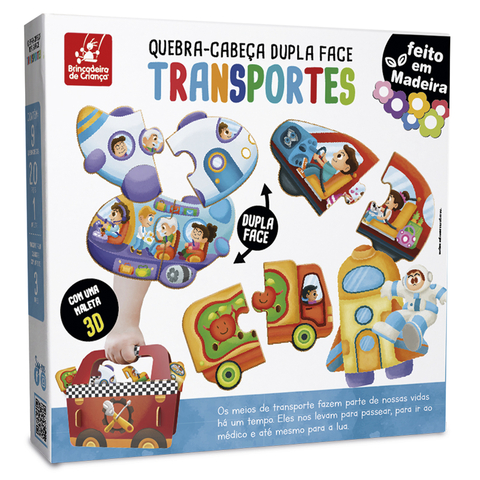 QUEBRA CABEÇA DUPLA FACE TRANSPORTE JOGO EDUCATIVO