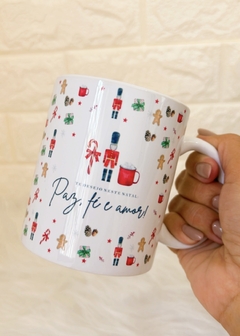 Caneca Paz, fé e amor